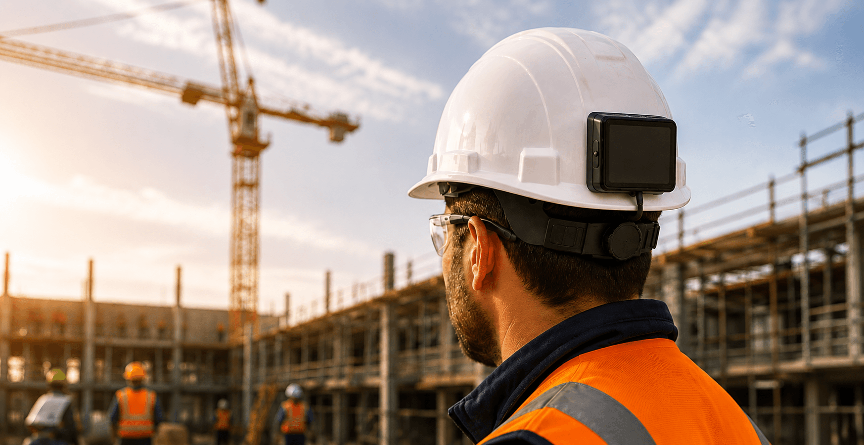 Construction worker wearing a VCT safety helmet